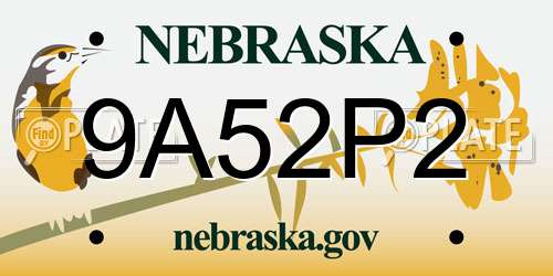 9A52P2 Nebraska License Plate