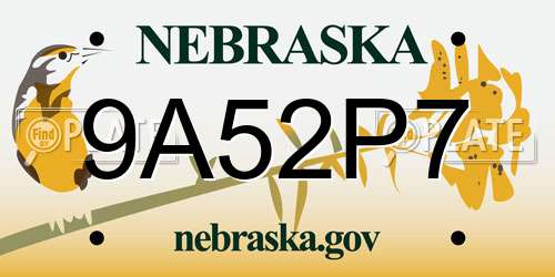 9A52P7 Nebraska License Plate