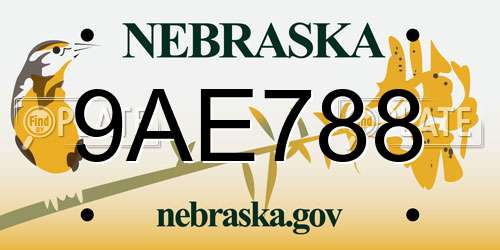 9AE788 Nebraska License Plate