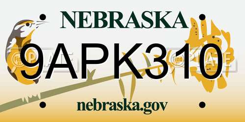 9APK310 Nebraska License Plate