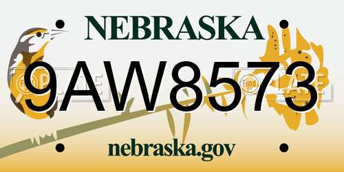 9AW8573 Nebraska License Plate