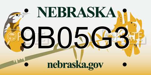 9B05G3 Nebraska License Plate