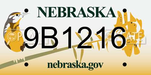 9B1216 Nebraska License Plate