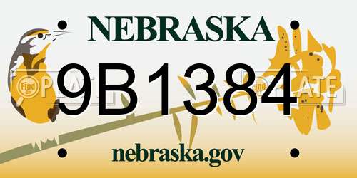9B1384 Nebraska License Plate