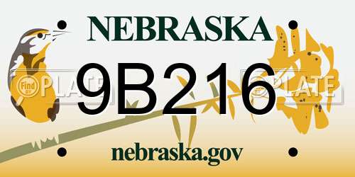 9B216 Nebraska License Plate