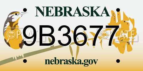 9B3677 Nebraska License Plate