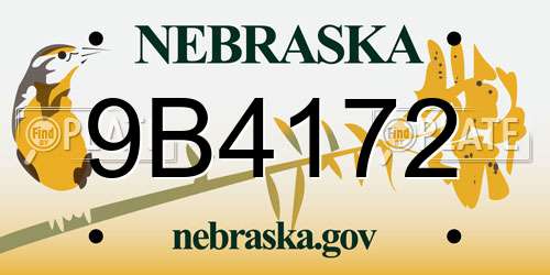 9B4172 Nebraska License Plate