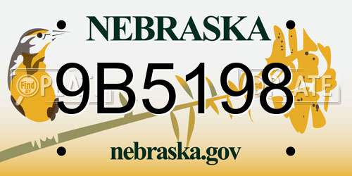9B5198 Nebraska License Plate