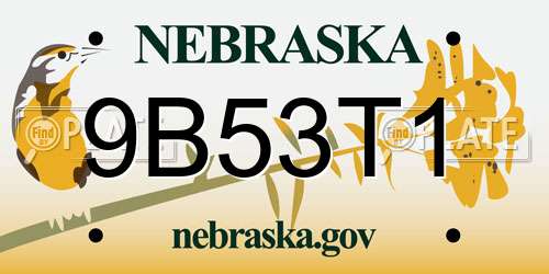 9B53T1 Nebraska License Plate