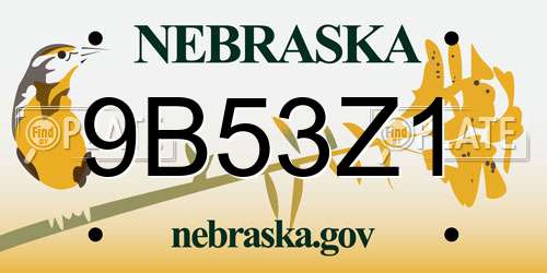 9B53Z1 Nebraska License Plate