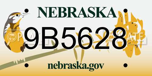 9B5628 Nebraska License Plate