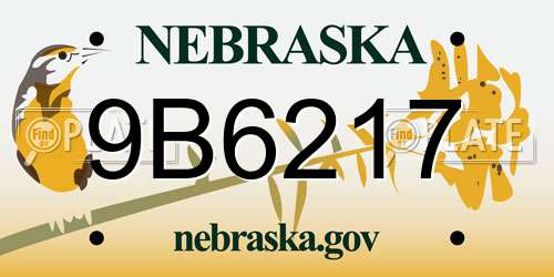 9B6217 Nebraska License Plate
