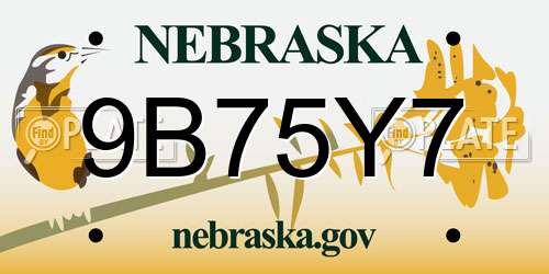 9B75Y7 Nebraska License Plate