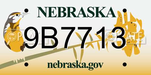 9B7713 Nebraska License Plate