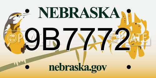 9B7772 Nebraska License Plate