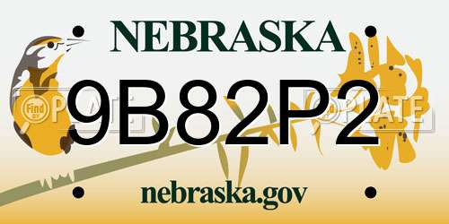 9B82P2 Nebraska License Plate