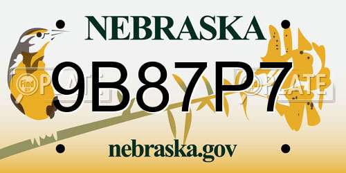 9B87P7 Nebraska License Plate