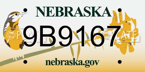 9B9167 Nebraska License Plate