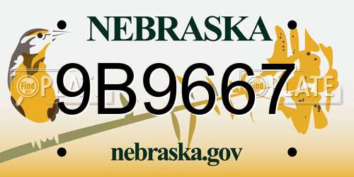 9B9667 Nebraska License Plate