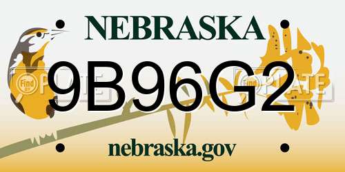 9B96G2 Nebraska License Plate