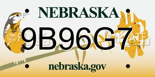 9B96G7 Nebraska License Plate