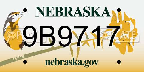 9B9717 Nebraska License Plate