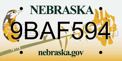9BAF594 Nebraska License Plate