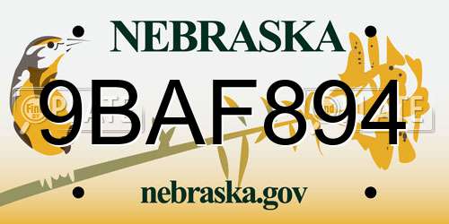 9BAF894 Nebraska License Plate