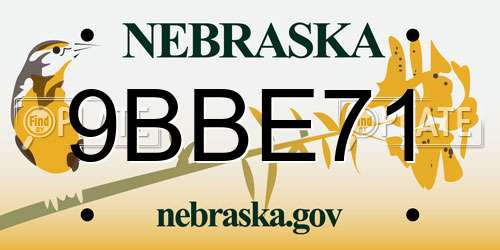 9BBE71 Nebraska License Plate