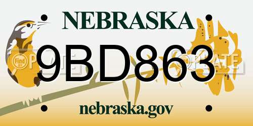 9BD863 Nebraska License Plate