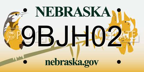 9BJH02 Nebraska License Plate