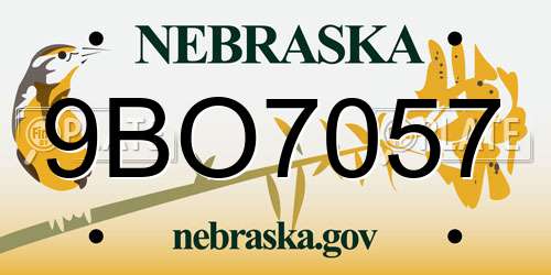 9BO7057 Nebraska License Plate