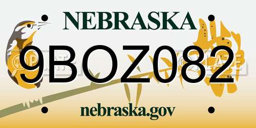 9BOZ082 Nebraska License Plate