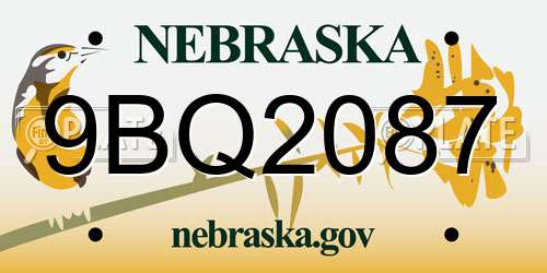 9BQ2087 Nebraska License Plate