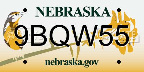 9BQW55 Nebraska License Plate