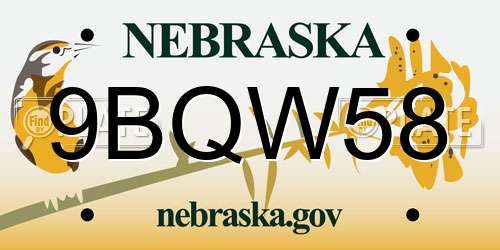9BQW58 Nebraska License Plate