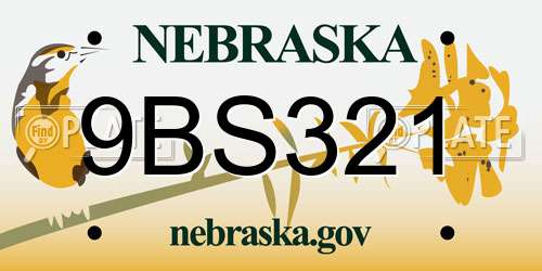 9BS321 Nebraska License Plate
