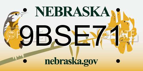 9BSE71 Nebraska License Plate