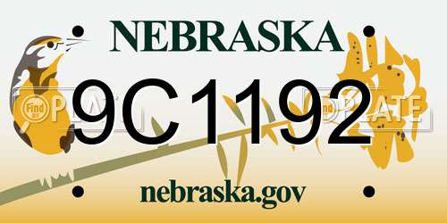 9C1192 Nebraska License Plate