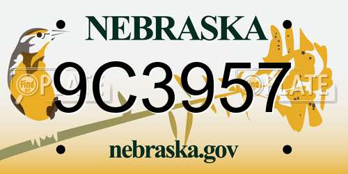 9C3957 Nebraska License Plate