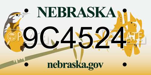 9C4524 Nebraska License Plate