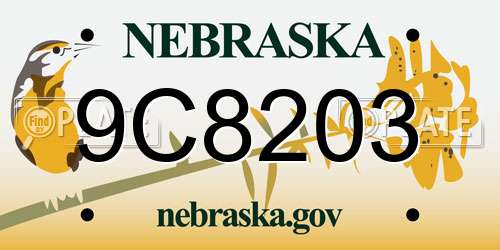 9C8203 Nebraska License Plate