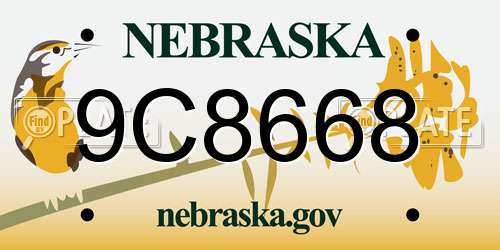 9C8668 Nebraska License Plate