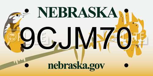 9CJM70 Nebraska License Plate