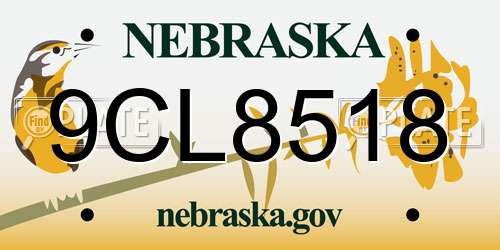 9CL8518 Nebraska License Plate