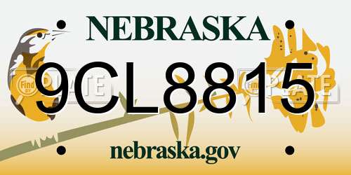 9CL8815 Nebraska License Plate