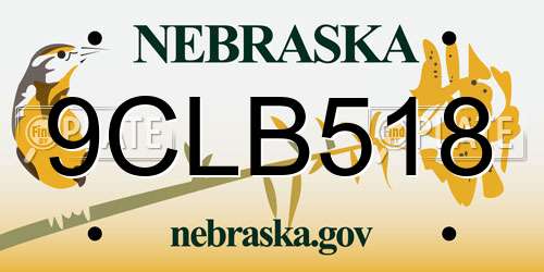 9CLB518 Nebraska License Plate