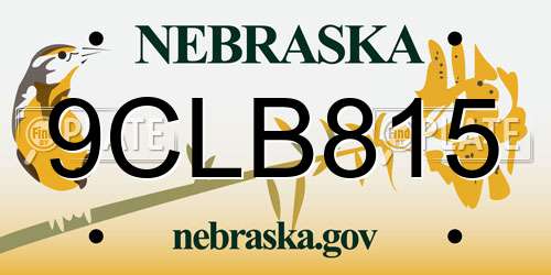 9CLB815 Nebraska License Plate