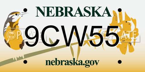 9CW55 Nebraska License Plate