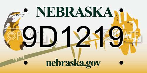 9D1219 Nebraska License Plate